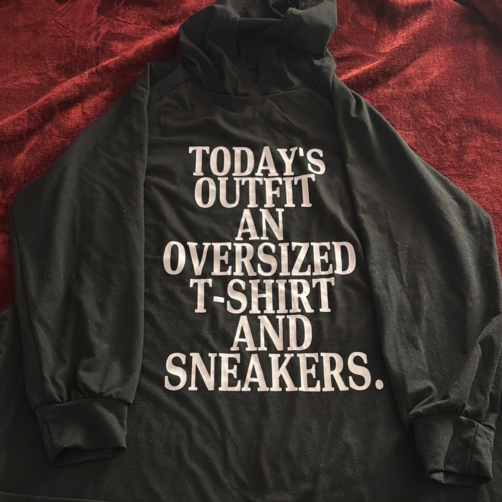 Plus size Black Graphic Hoodie Dress